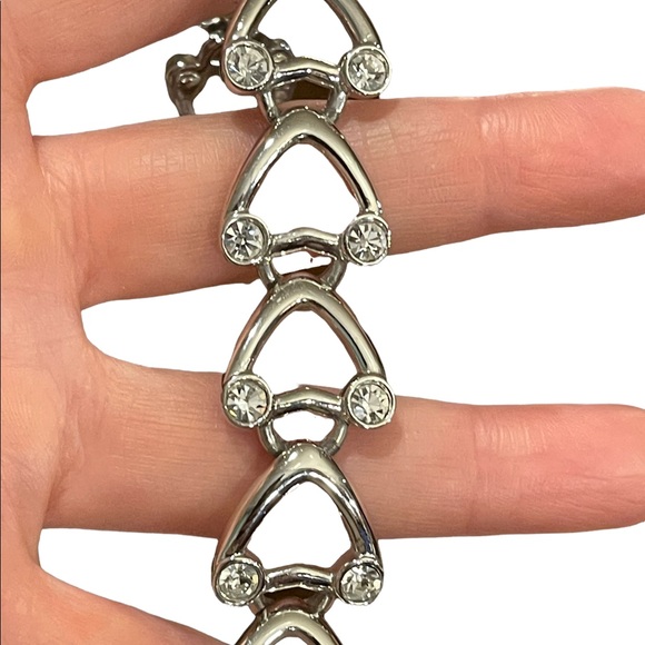 Vintage 1980s Swarovski authentic silver crystal heart bracelet Swan - Picture 5 of 15